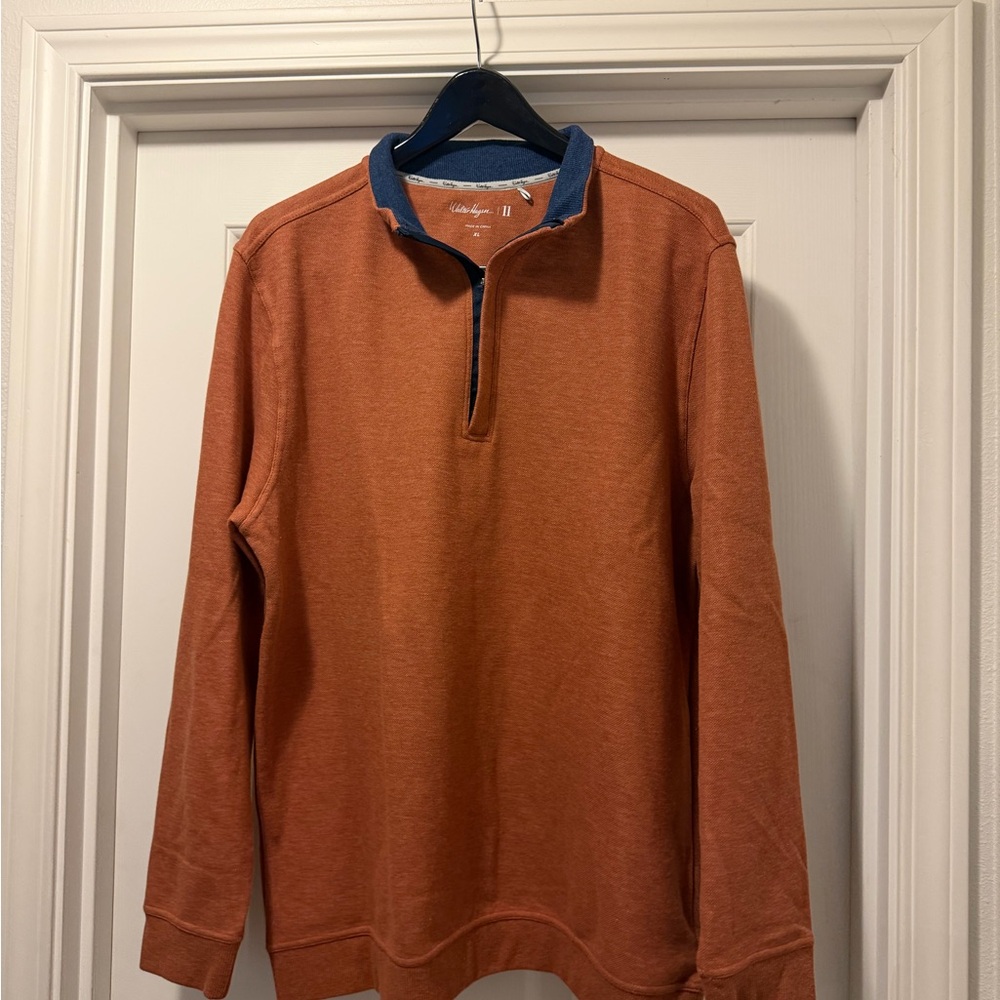 Men's Orange 1/4 zip sweatshirt